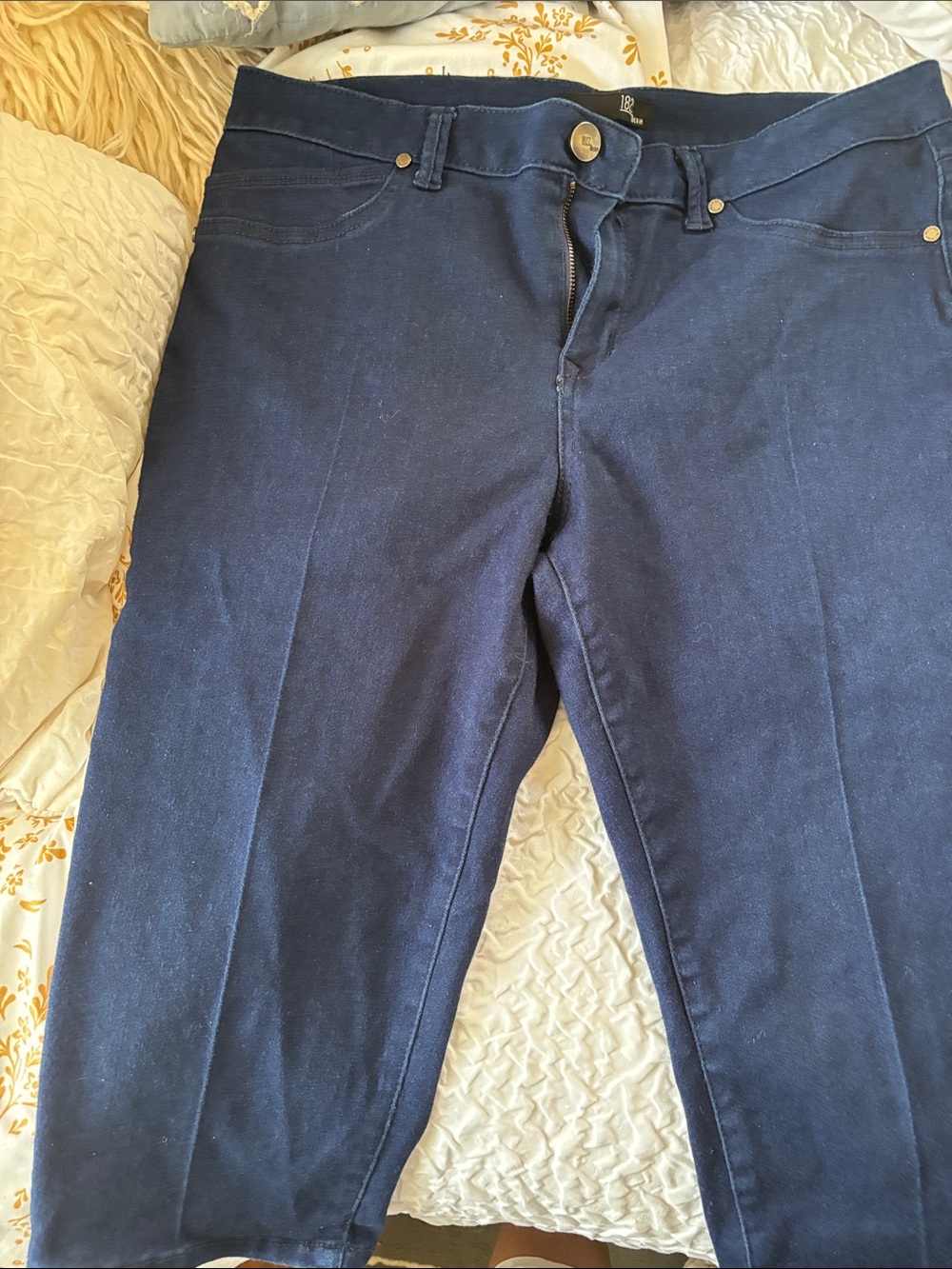 1822 Denim Dark Navy Bermuda Shorts with Front Seam